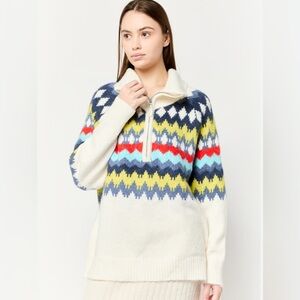 Aerie Fair Isle Half Zip Sweater S/P Quarter Zip Pullover Cozy Nordic oversized